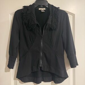 Prairie Underground Black 100% Organic Cotton Zip-Up Jacket with Fringe Detail